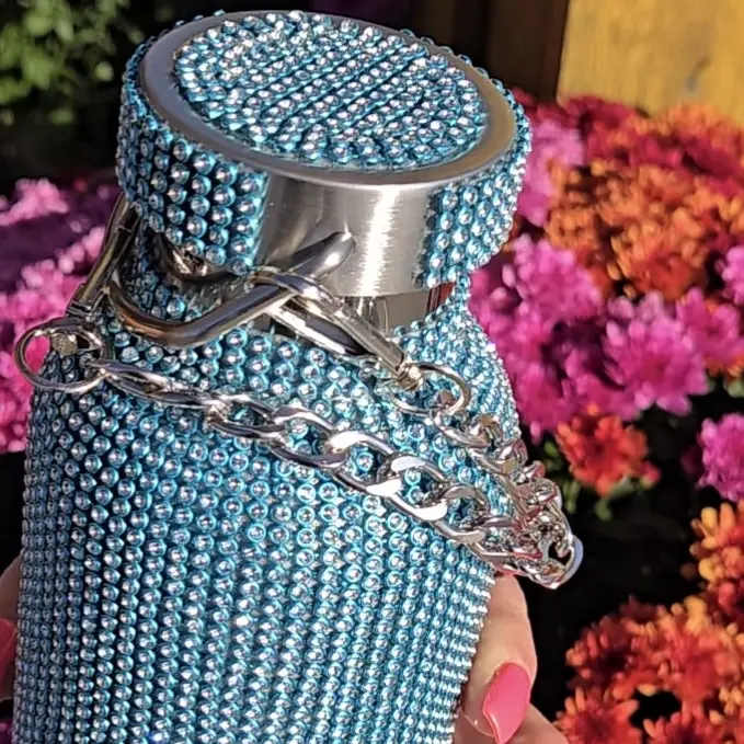 Sweet Lily 25oz Rhinestone Water Bottle Turquoise Blue
