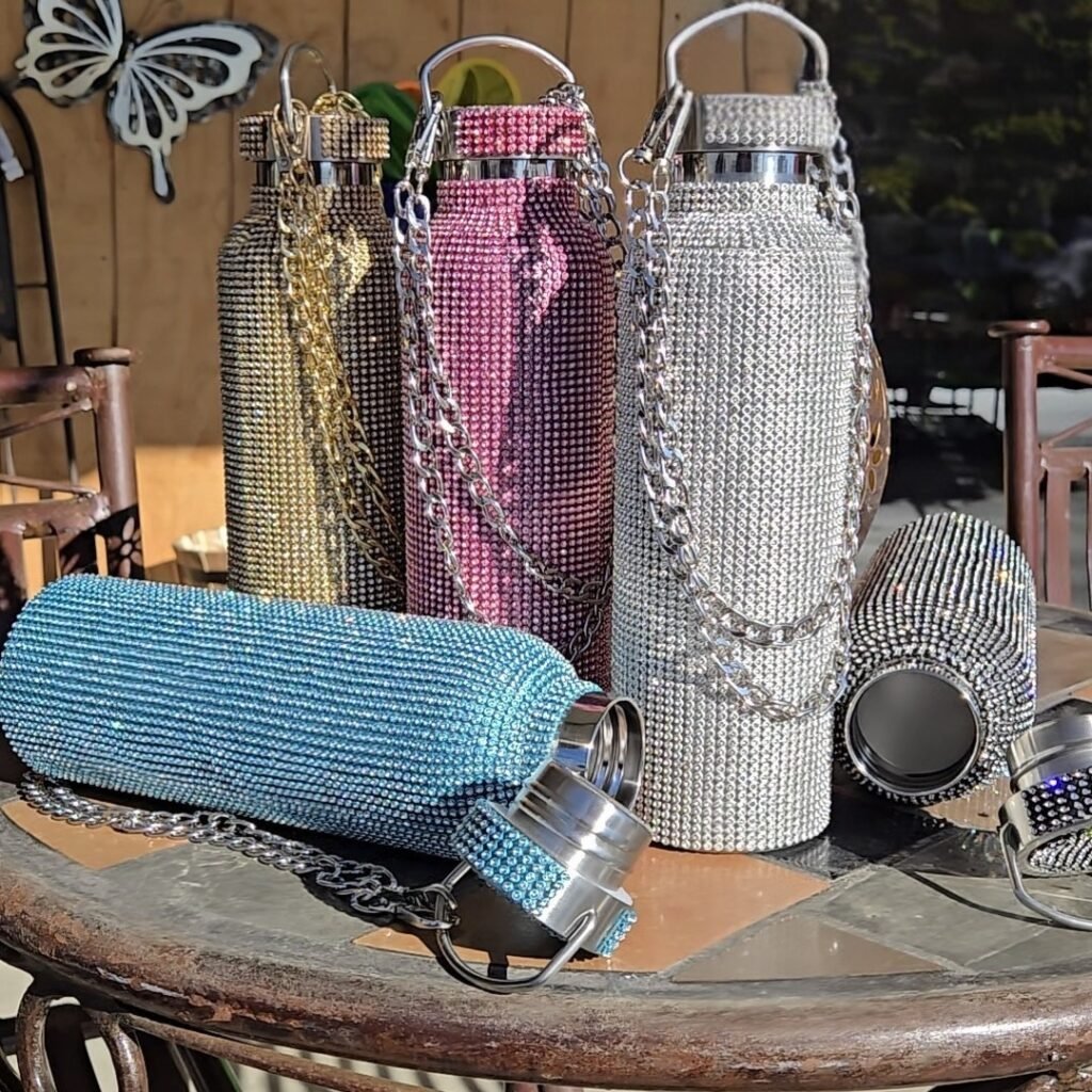 5 Sweet Lily Bedazzled Rhinestone Water Bottles