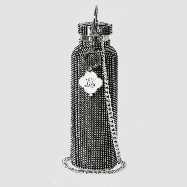 Sweet Lily Black Bedazzled Water Bottle