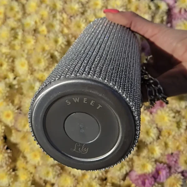 Sweet Lily silver bedazzled rhinestone water bottle 25oz