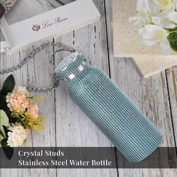Turquoise Blue Bedazzled Water Bottle