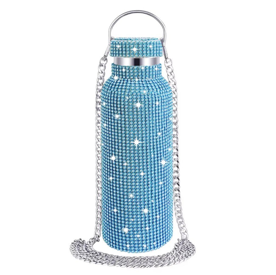 Turquoise Blue Bedazzled Water Bottle