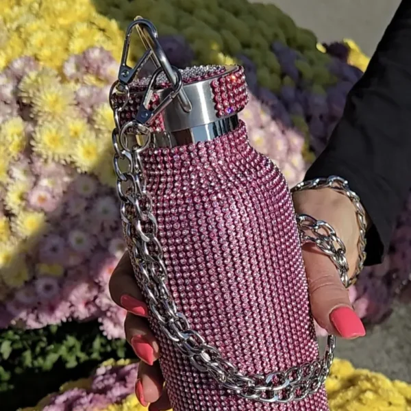 sweet lily pink rhinestone bling water bottle 25 oz